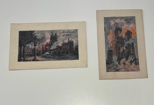 Two ww1 silk - silk, flame/fire