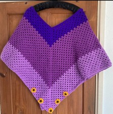Handmade Crochet Pullover, Poncho-Style,  One Size Fits All