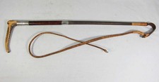 Antique 1920 Leather Riding Whip Crop with Long Lash – Fox Hunting Equestrian i
