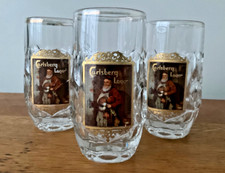3 Vintage Rimmed Carlsberg Lager Glass Tankard
