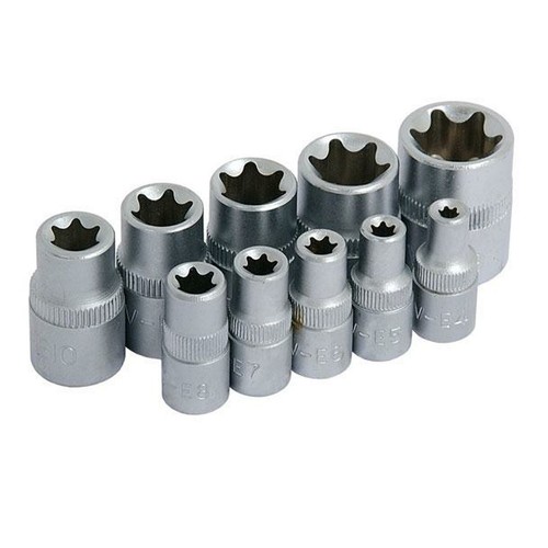 10pc star torx socket - e, set
