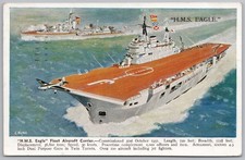 HMS EAGLE Royal Navy Aircraft Carrier Postcard Postally Used 1953