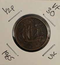 1965 Queen Elizabeth II Half-Penny Coin. See photos for condition.