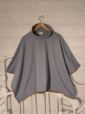 Tuckernuck Piper Poncho Leather Trim Funnel Neck Gray V neck Cape