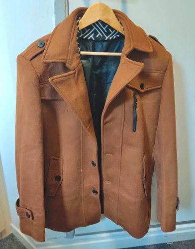 Men brown wool pea coat - men’s,