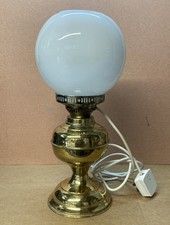 Vintage Brass  Oil Lamp Converted To Electric   Shade  