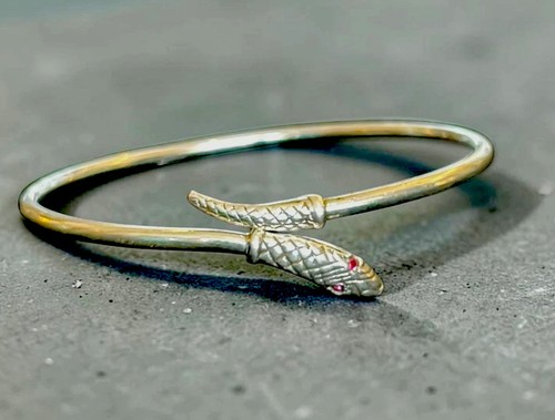 Sterling silver snake bangle - snake,