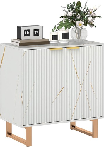 White marble effect sideboard - white,