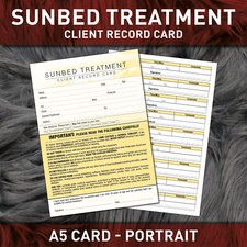 Client Customer Record Cards for Sunbed Tanning Salons Gyms 50 Pack - A5
