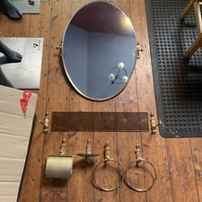 Hollywood Regency Bathroom Mirror Toilet Roll Holder Soap Dish Shelf Towel Set