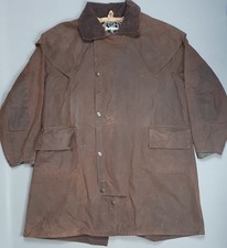 Barbour Stockman Wax Coat Mens Large Brown Long Classic Riding Trench A1554
