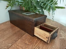 Vintage Wooden Mahogany Cash Till Desk Box, Restoration Project, TV / Film Prop 