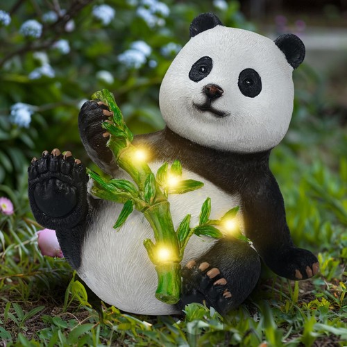 Garden solar panda statue with - garden,