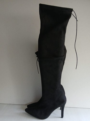Ladies black suede pull - black,