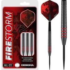 Designa Firestorm V2 Steel Tip Tungsten Darts 22g,24g - 90% Tungsten RINGED