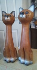 pair of wooden cats 12 inches