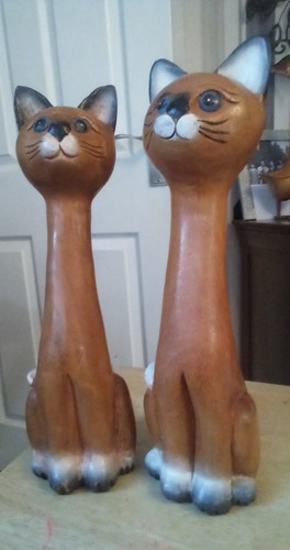 Pair wooden cats - of,