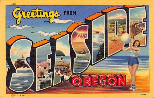 Vintage greetings from seaside - from,