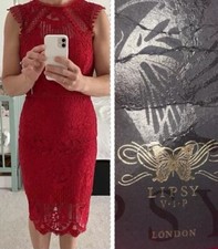 Lipsy VIP Red Lace Embroidered