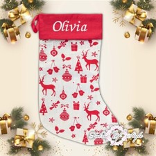 Personalised Christmas Stocking  Deluxe Kids Luxury Embroidered Xmas Hessian 