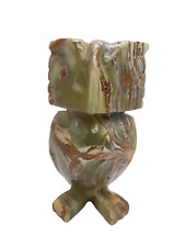 Onyx Vintage Marble Owl 6.5" Figurine Ornament  Hand Carved