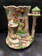 Falcon Ware Dovecote Garden Ceramic Bird In Bath Jug