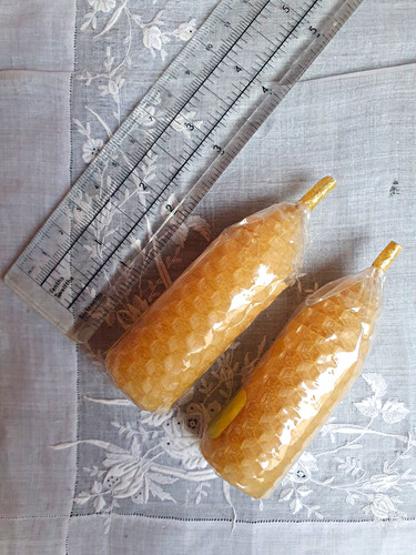 Two golden beeswax honeycomb - two,