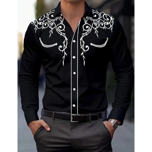 Men vintage western shirt long - men,
