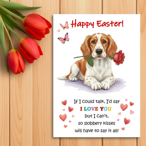 Brittany spaniel easter card - brittany,