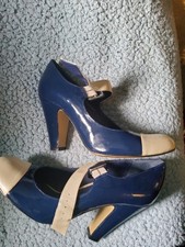 Navy Blue And Cream Patent