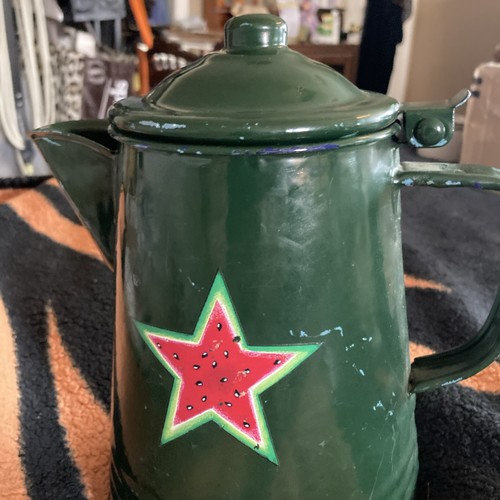 Vintage painted green enamel - painted,