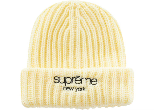 Supreme ribbed beanie cream - ribbed,