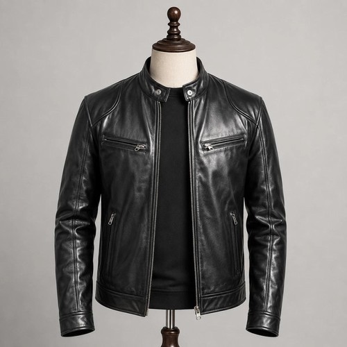Mens genuine leather biker - mens,