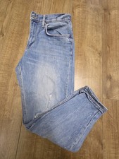 Zara Womens Blue Ripped Blue Jeans Eu 42 Uk Size 14 Good Condition Used