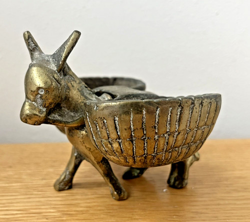 Brass donkey with saddle - with,