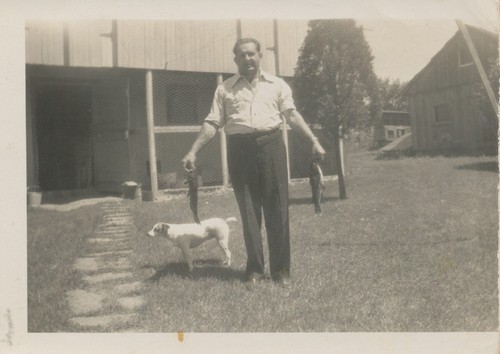 Vintage photo man dog - man,, &