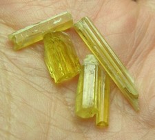 12.20ct Pakistan 5 Pcs Beryl Heliodor Crystals 2.45g 11mm to 26mm