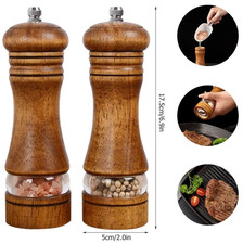 2Pcs Oak Wooden Manual Pepper Grinder Salt Spice Herb Mill Refillable NEW