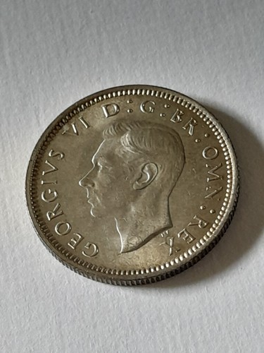 1938 sixpence coin silver - sixpence, coin,