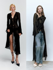 Zara Black Sheer Frill Ruffle