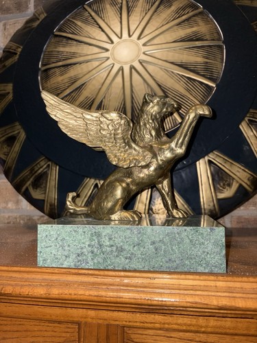 Vintage brass griffin - griffin, green