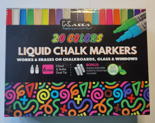 20 Colour X Liquid Chalk Markers Works On Chalkboard Glass Windows 6mm