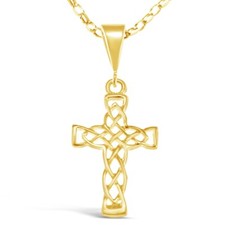 9ct Gold Celtic Cross Necklace with 18" Chain & Jewellery Presentation Box