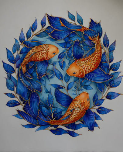 Koi fish ornate - an,