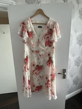 Mylene Klass (Very) Ivory Size 16 Floral Pinks Knee Length Dress