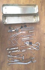 Vintage Medical Instruments Equipment Hospital Doctors Midwife With Case 
