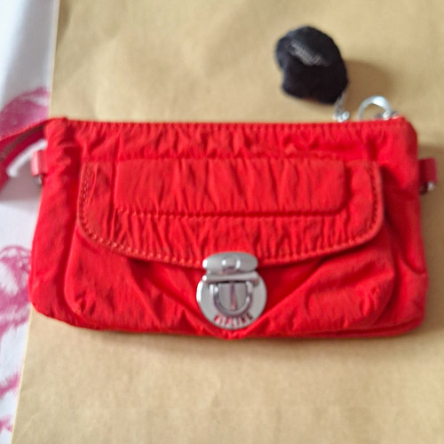 Kipling red nylon wristlet - red,
