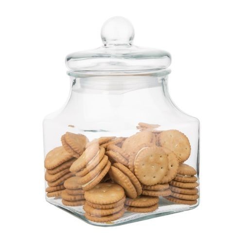 Glass square storage jar - square,