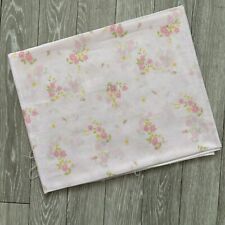vintage semi sheer border print white and pink rose print sewing fabric