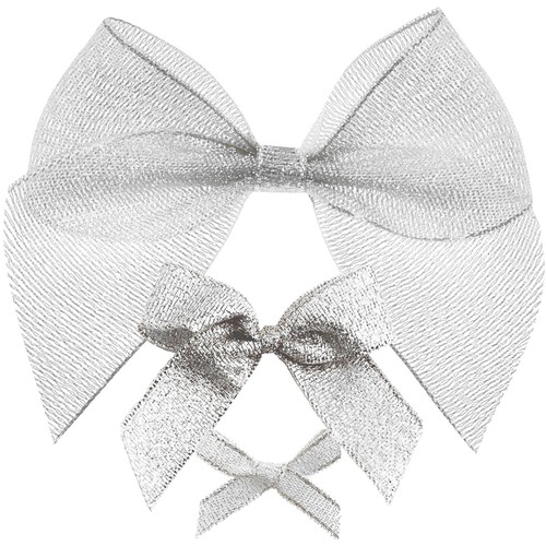 Silver lurex bows - silver,